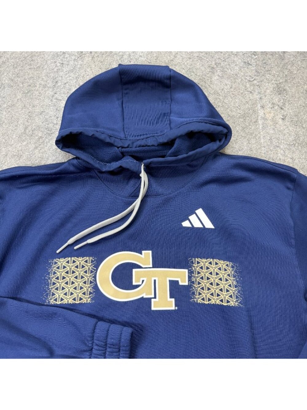 Georgia Tech Yellow Jackets Adidas Hoodie Men XL Blue Fleece Pullover b022